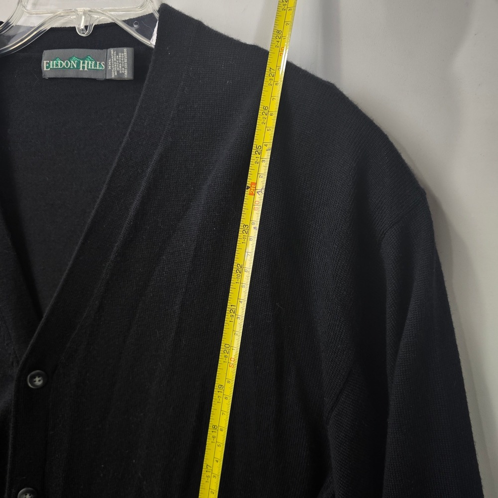 Eildon Hills Mens Extra Fine Merino Wool Vintage Cardigan Sweater XXL Black - Picture 5 of 7
